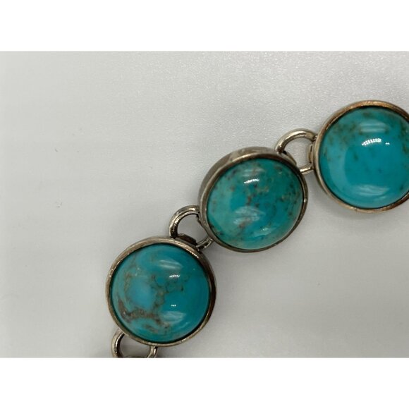Sterling Silver Bracelet Turquoise Stone Toggle signed WR - Picture 5 of 10